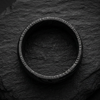 Bague Damas, acier de Damas forgé 200 couches