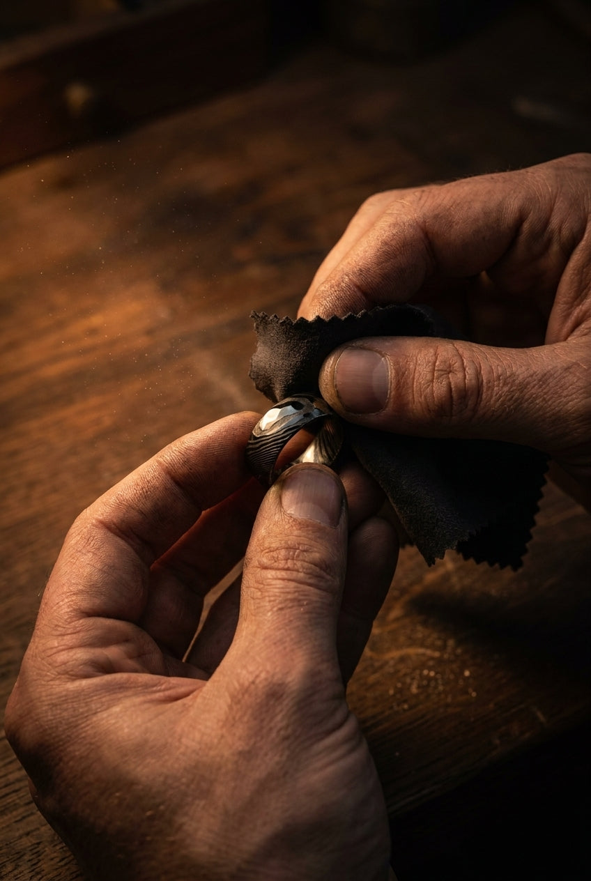 Polissage à la main d'une bague Maison Kardinal